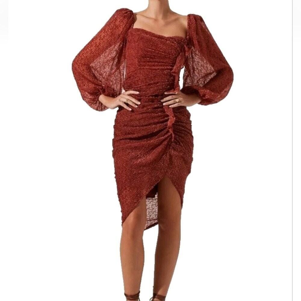 ASTR The Label Ruched Long Sleeve Dress - Size XS